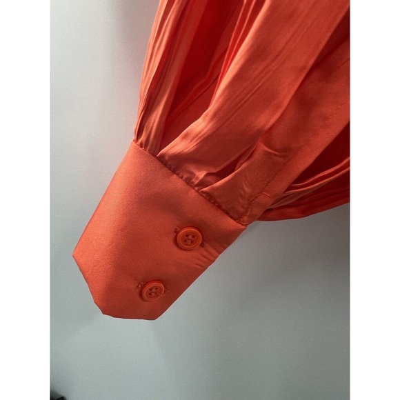 COS Women’s Pleated Long Sleeve Cape Style Open Sleeve Blouse Orange Size 38 (S) - Picture 6 of 14